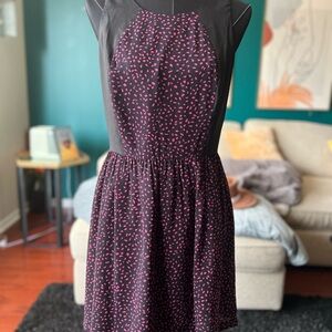 Kenzie Black & Pink Abstract Dot High-Neck Dress (Medium)